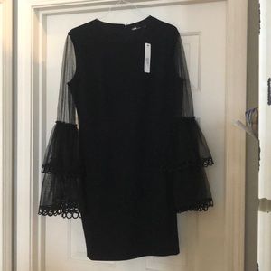 Black Lace Bell Sleeve Dress
